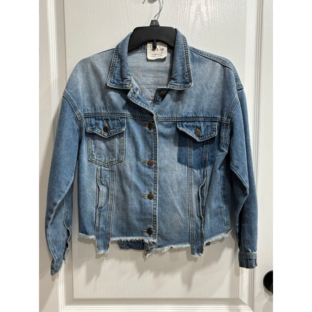 Sadie & Sage Blue Denim Heartbreaker Denim Jacket, Woman’s Small - Picture 1 of 8